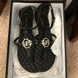 Bebe Shaylene Black Flat Sandals